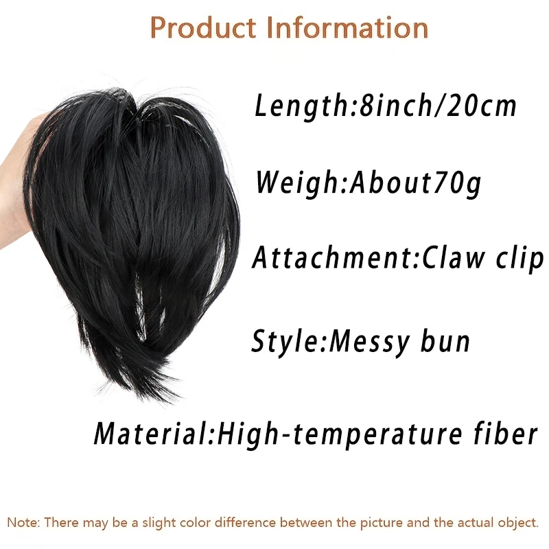 8Inch Synthetic Messy Bun Hair Clip Claw Clip Short Ponytail Hair Clip Elegant Lazy Style for Women Daily Party Use