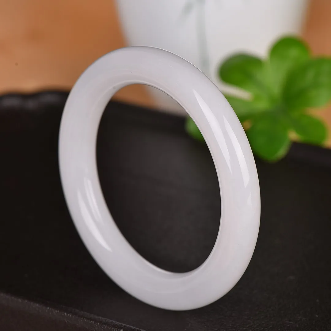 Natural White Jade Bangle Women Fine Jewelry Genuine Chinese Hetian Jades Nephrite Round Bracelet Certified Jade Stone Bangles