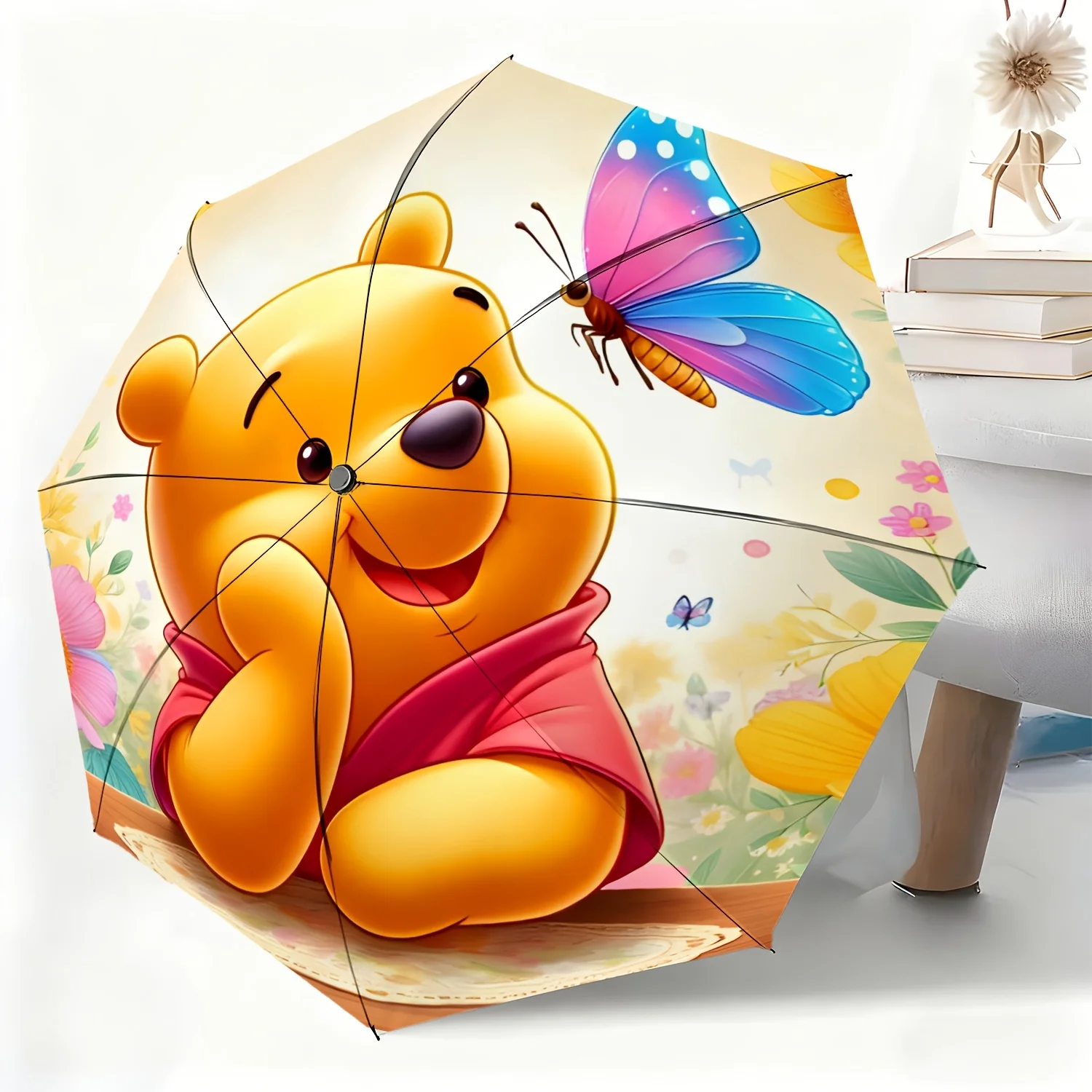 

A Fully Automatic Umbrella Featuring The Disney-Authorized Winnie The Pooh Cartoon Character, Suitable for All Occasions As a
