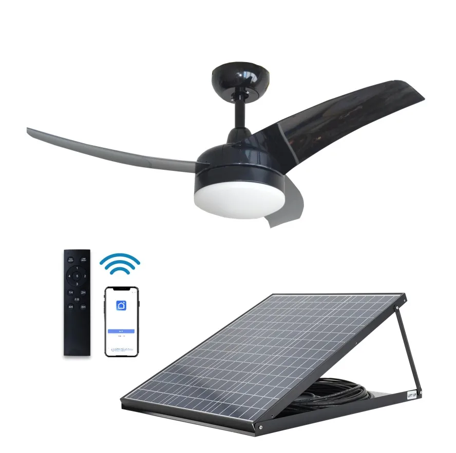 

Hot Summer Solar Wind House Cooling Solar Ceiling Fan with LED Light for Indoor Outdoor AC DC Ceiling Fan with Solar Panel