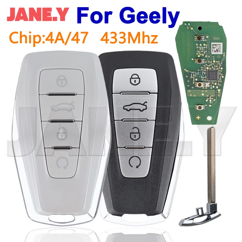 Auto Smart Remote Car Key Original For Geely Okavango Azkarra Atlas Coolray Monjaro KX11 Emgrand X7 X3 S1 Fob 433Mhz 4A/47 Chip