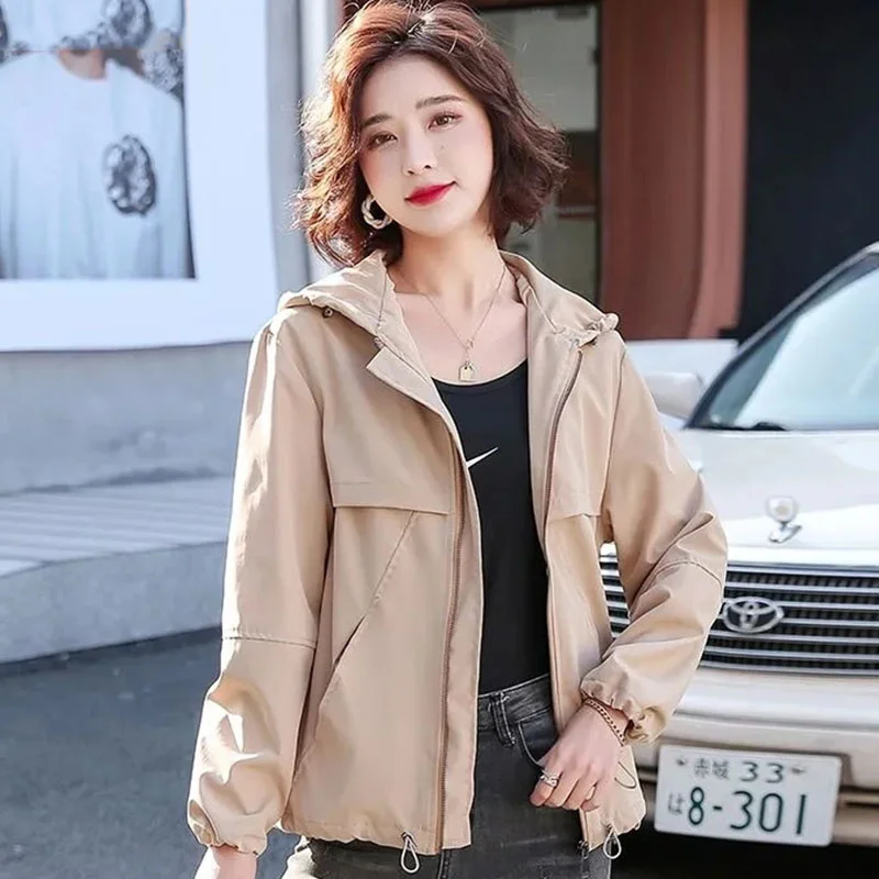 Women Short Windbreaker Top Coat Spring Autumn Korean Female Loose Fitting Long Sleeved Jackets Ladies Leisure Fashion Outerwear