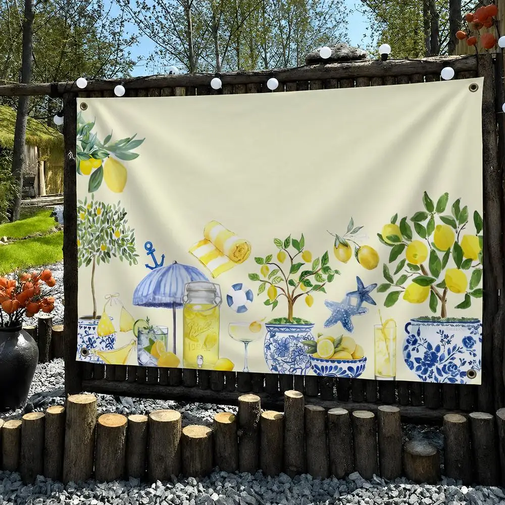 Lemon Pattern Cute Flags Flag Wall Hanging Outdoor Garage Room Decorative Fashion Gift Background