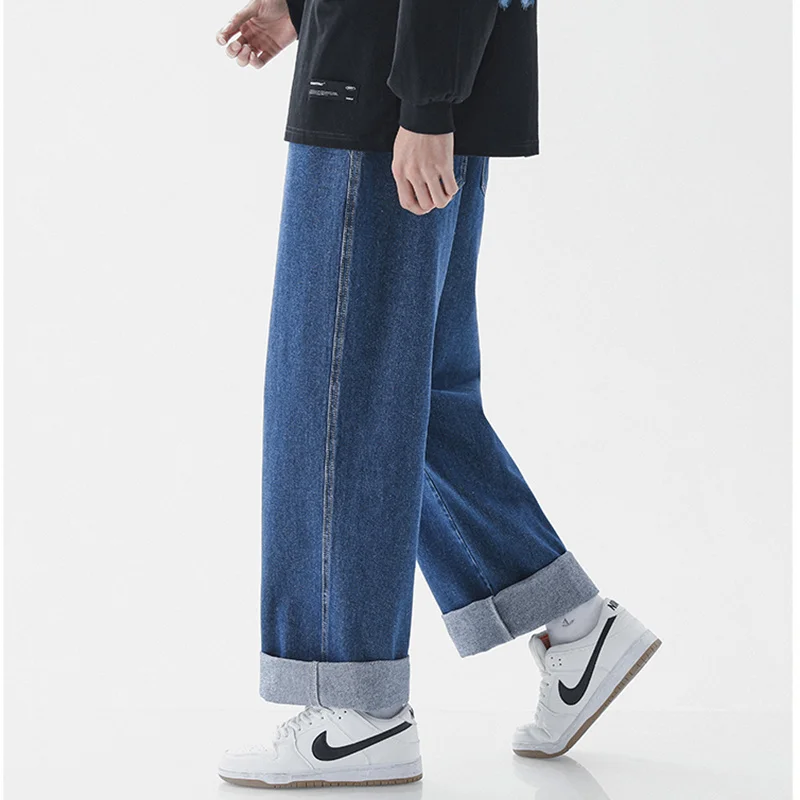 New Baggy Jeans Men's Streetwear Harajuku Fashion Casual Wide-leg Trousers Japanese Simple Male Denim Pants -Sizes S-3XL