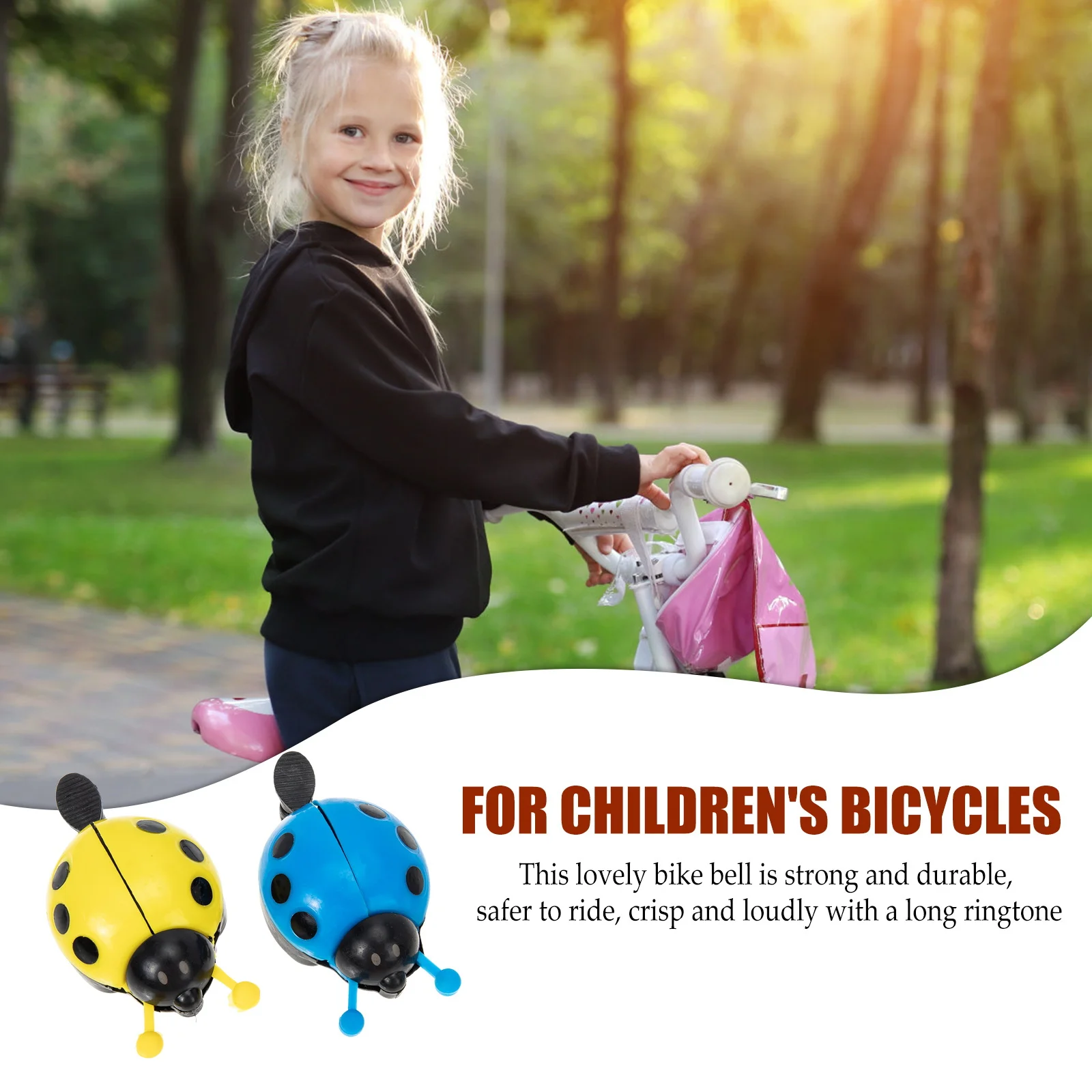 4Pcs Children's Bicycle Bells Stylish Ladybug Look Loud Persistent Chime for Enhanced Safety Bike Accessories for Young Riders
