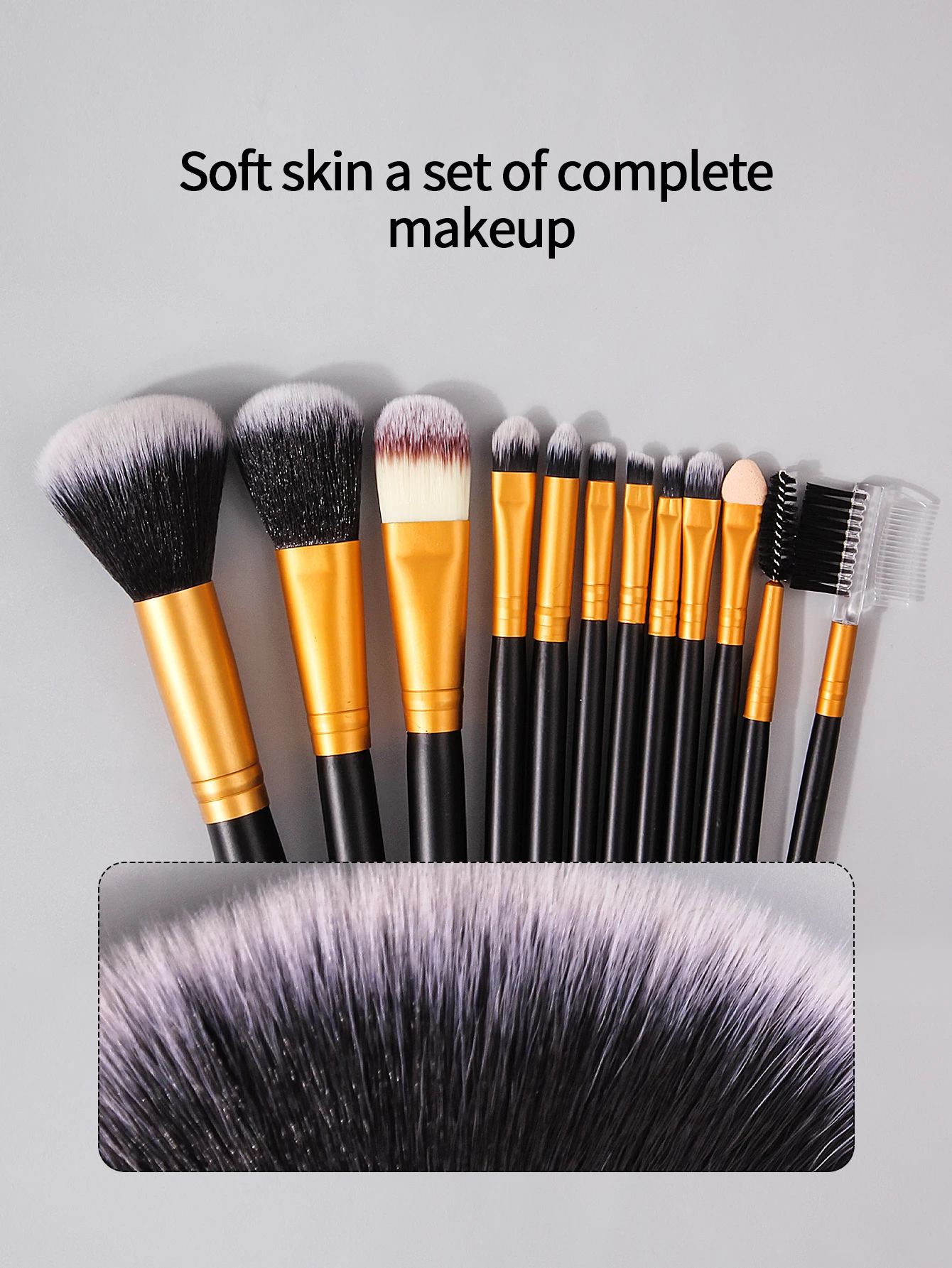 12PCS high-end makeup brush set, powder brush, blush brush, concealer brush, professional beauty tools for beginners