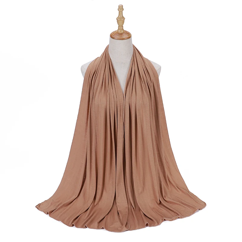 Modal-Baumwoll-Jersey-Hijab-Schal, langer muslimischer Schal, schlichter, weicher Turban, zum Binden, Kopftuch für Frauen, afrikanisches Stirnband, 170 x 60 cm. – Detail 9