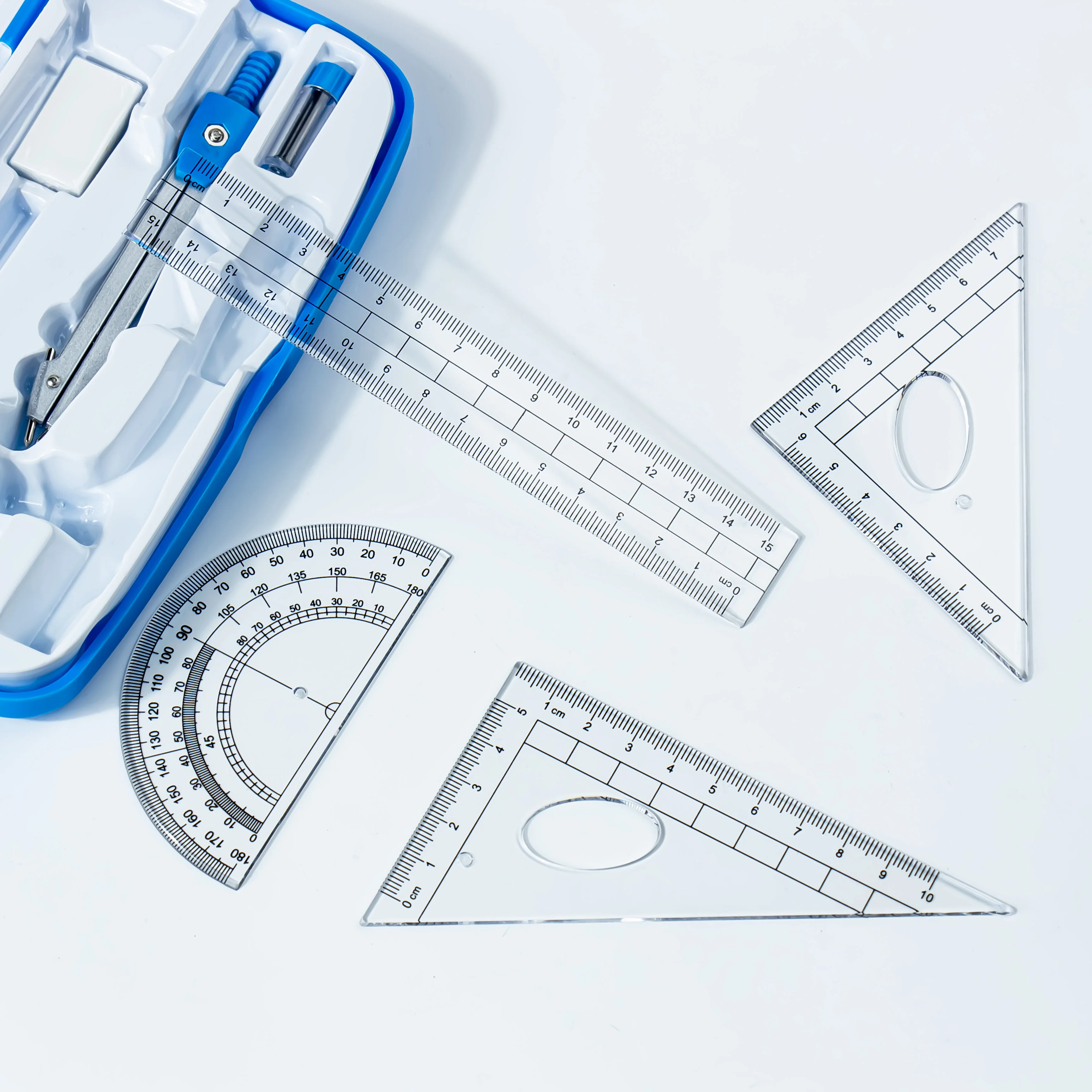 High-grade colored compass drawing kit, equipped with a pencil