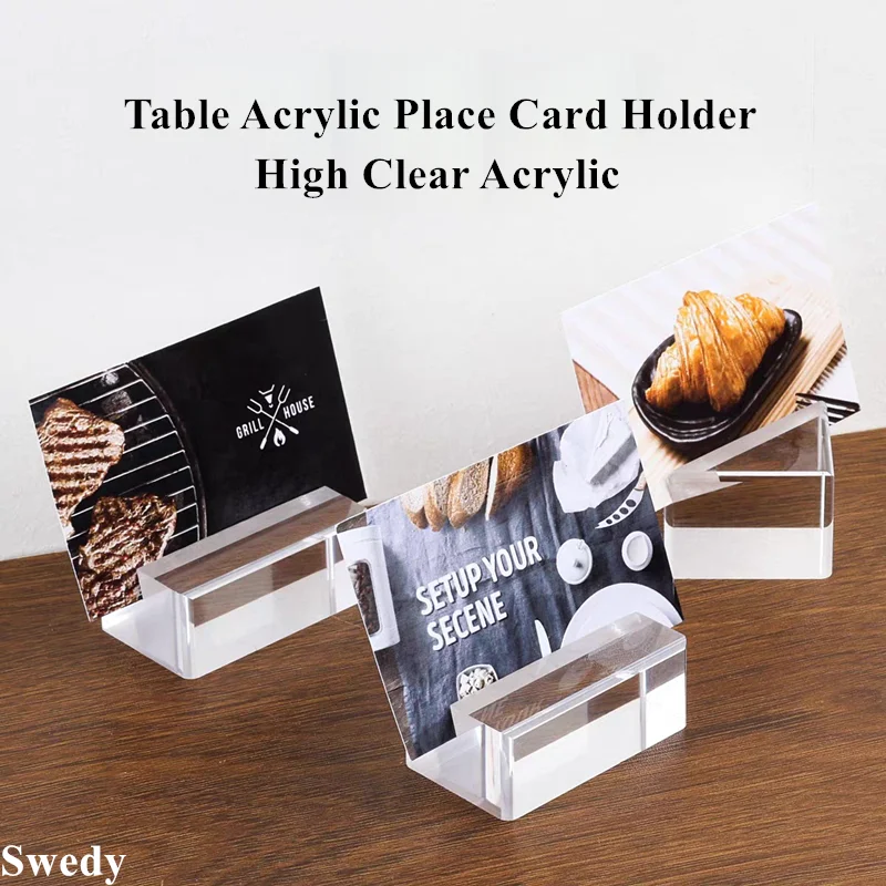Acrylic Sign Holders Display Stand Table Numbers Place Card Holders With Card Slot Wedding Meeting Name Menu Holder Photo Clip
