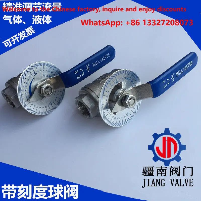 Stainless steel regulating ball valve, two-piece internal thread with dial valve, manual water and gas switch, 4-point DN15