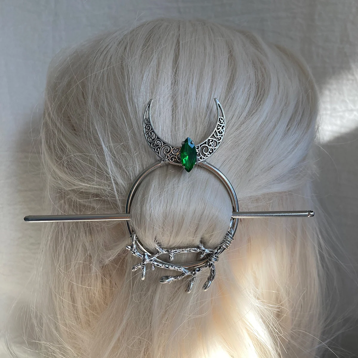 Boho Metal Branches Hair Pin Barrette Haircomb Woodland Clip with Moon Deer Antlers Witch Hairclip Pagan Elf Hair Jewelry