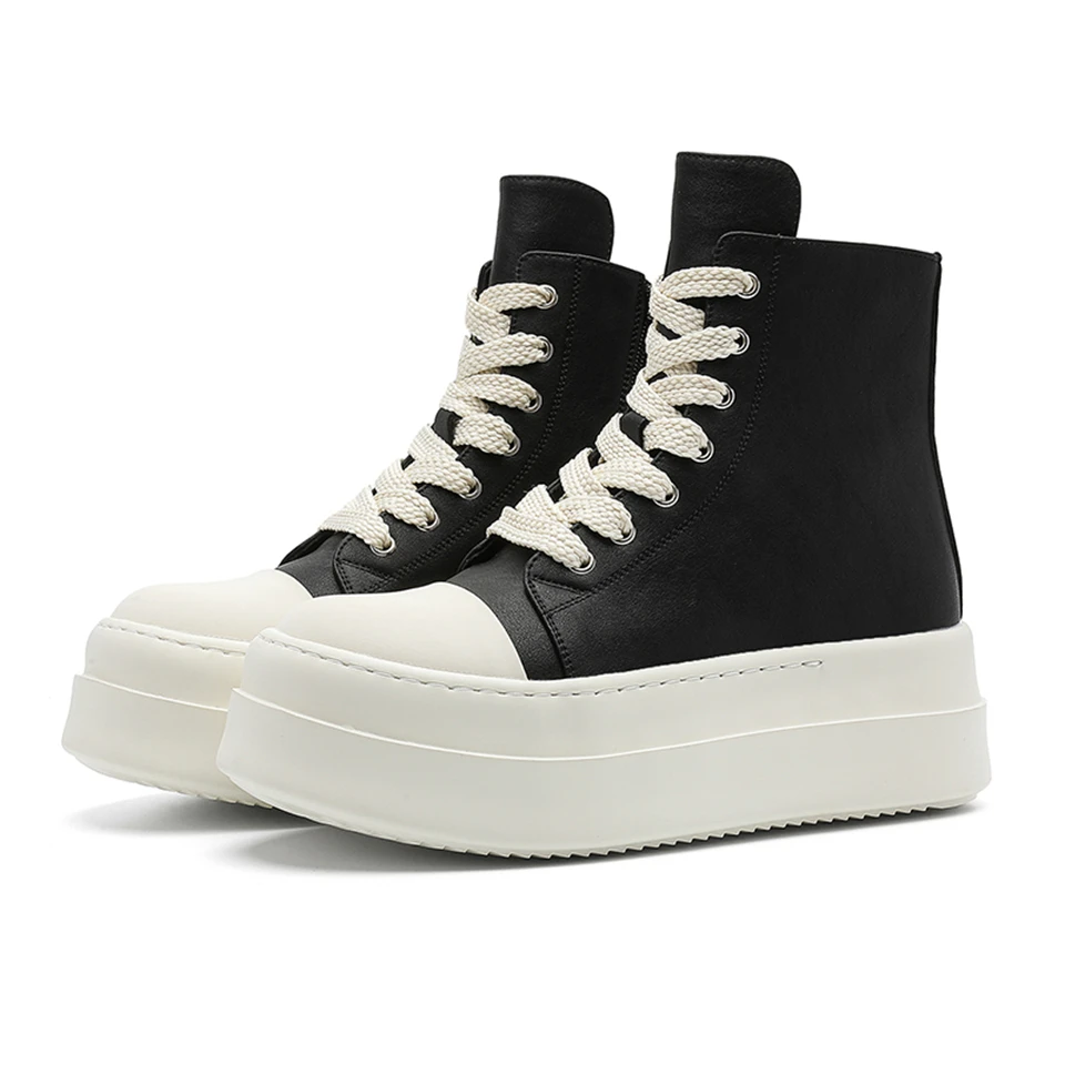 

Thick Sole Ankle Boots Design High Top Shoes Women Autumn Winter Height Increasing Casual Sports Board Men Couple Platform Shoes