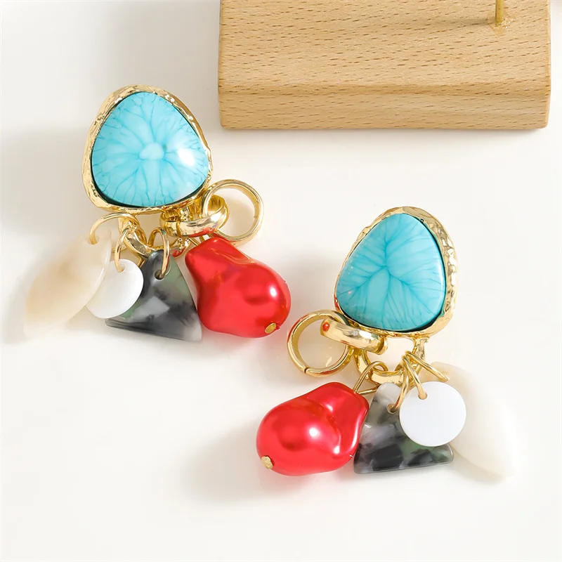 XIALUOKE Vintage Multi-Colored Drop Earrings For Women European American Style Personality Irregular Earrings Accessories