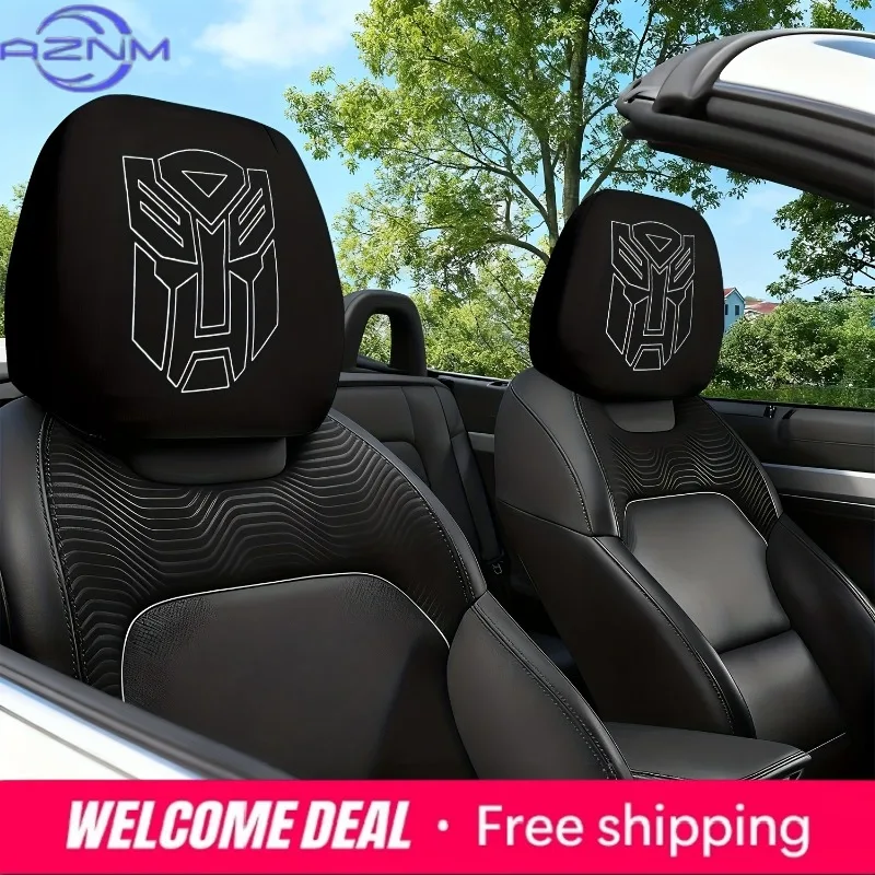 2Pcs Transformers Logo Headrest Covers Universal Car Truck Seat Interior Decor Accessories