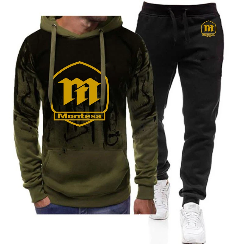 

Montesa Espana Motorcycles 2025 Spring And Autumn Men's Sports Suit Fleece Lined Hooded Sweatshirt + Sweatpants Pants