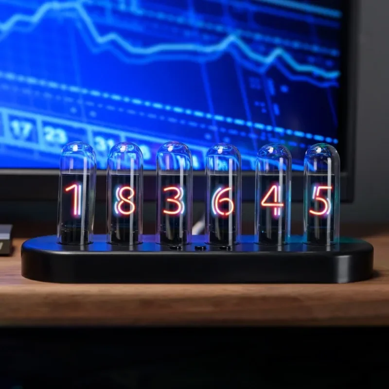 

Nixie Tube Table Clock LED Digital Desk Watch Aesthetic Luxury Pipe Tabletop Clocks Modern Silent Living Room Desktop Watches