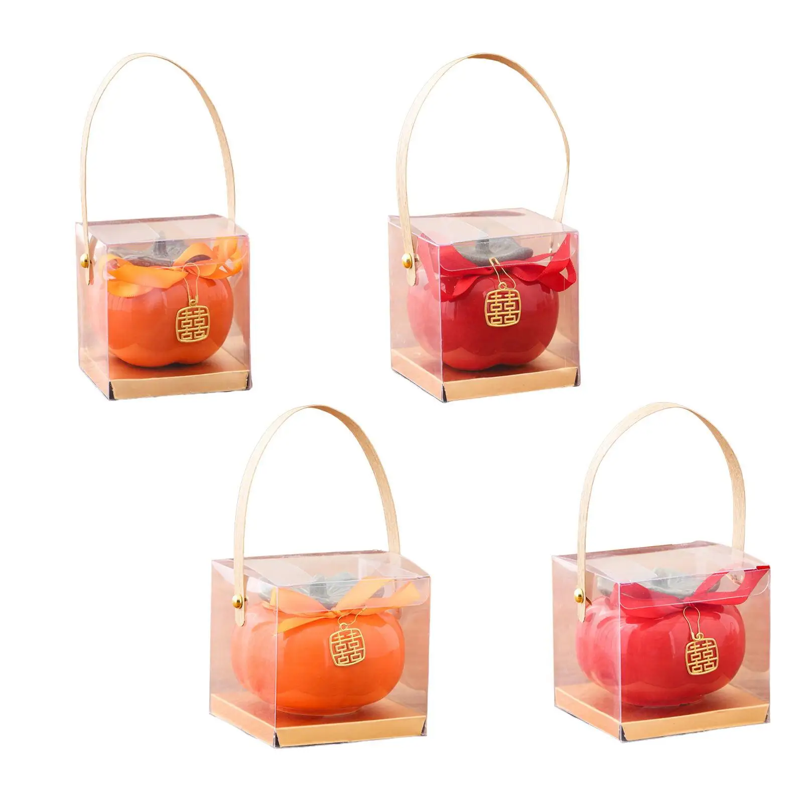 Persimmon Ceramic Candy Jar Decor Persimmon Shape Tea Tin Wedding Candy Box for Holiday Presents Engagement Home Party Favor