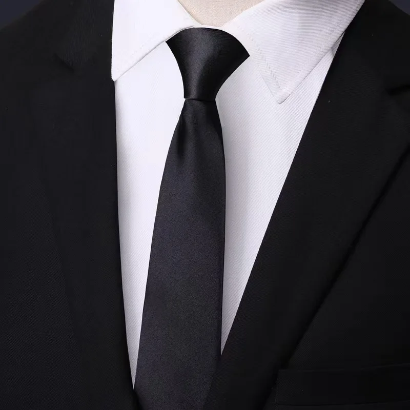 2pcs Zipper Tie Men Skinny Zipper Necktie Pre-tied Black Blue Solid Color Slim Narrow Entertainment Party Cravat Wholesale