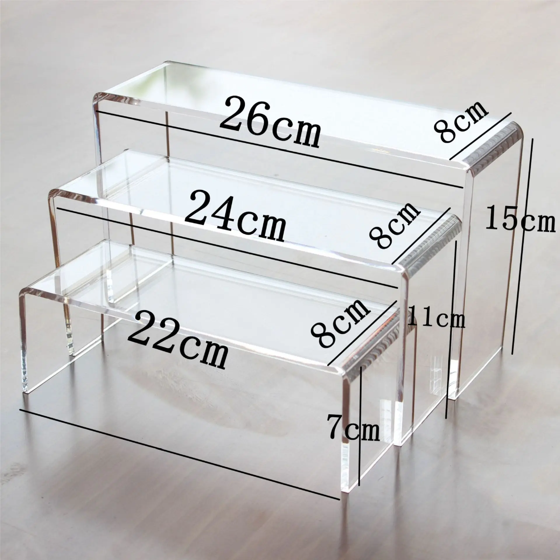 

Acrylic Transparent Display Stand Desktop Cosmetics Jewelry Ladder Shelf