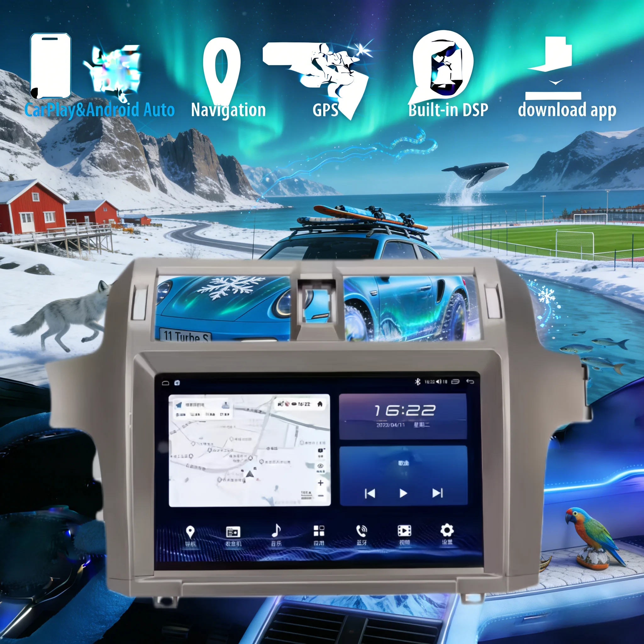 11.6 "CarPlay السيارات أندرويد 14 مشغل ستيريو الوسائط المتعددة لكزس GX GX400 GX460 2010 2011-2020 شاشة راديو السيارة GPS رئيس وحدة