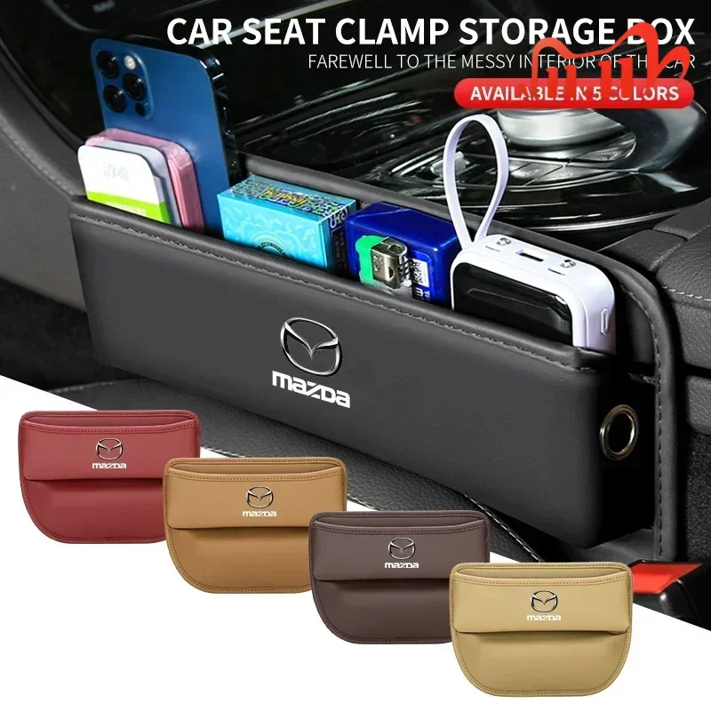 قسط مقعد السيارة الفجوة المنظم محكم بولي Leather الجلود الجبهة مقعد حقيبة التخزين لمازدا 2 3 MS CX5 CX3 MX5 RX8 مقعد الفجوة صندوق تخزين