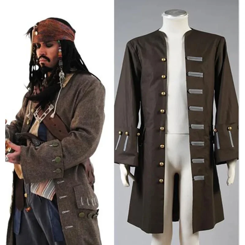 Новое поступление Джек Воробь костюм Карибского капитана косплей костюм для взрослых мужчин только куртка пальто