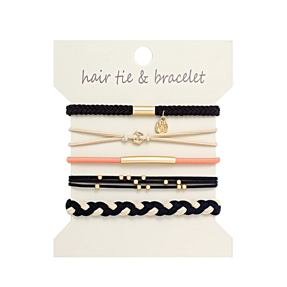 5pcsMetallic Bohemian style women's hairbands, bracelets, hair loops, hair ropes, vintage European and American hair accessories view 6