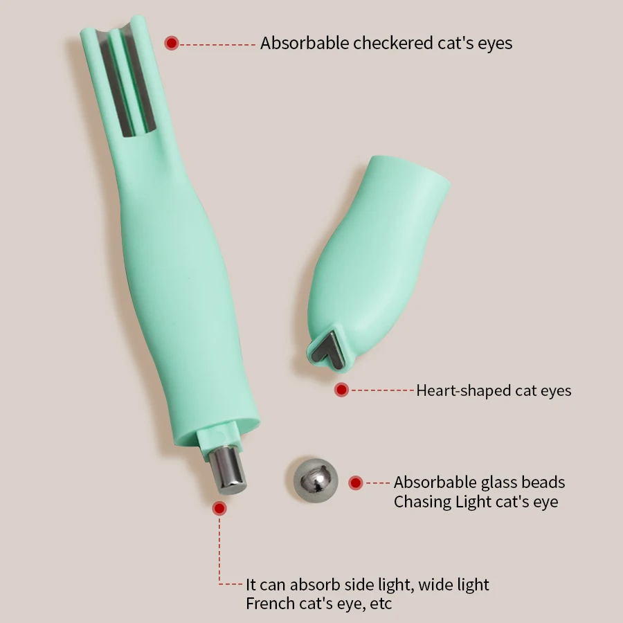 RSNAIL 4 in 1 Cat Eye Nail Magnet 3D Love Heart Nail Magnet Tool Green Multifunctional Nail Magnetic Stick for DIY Gel Polishing