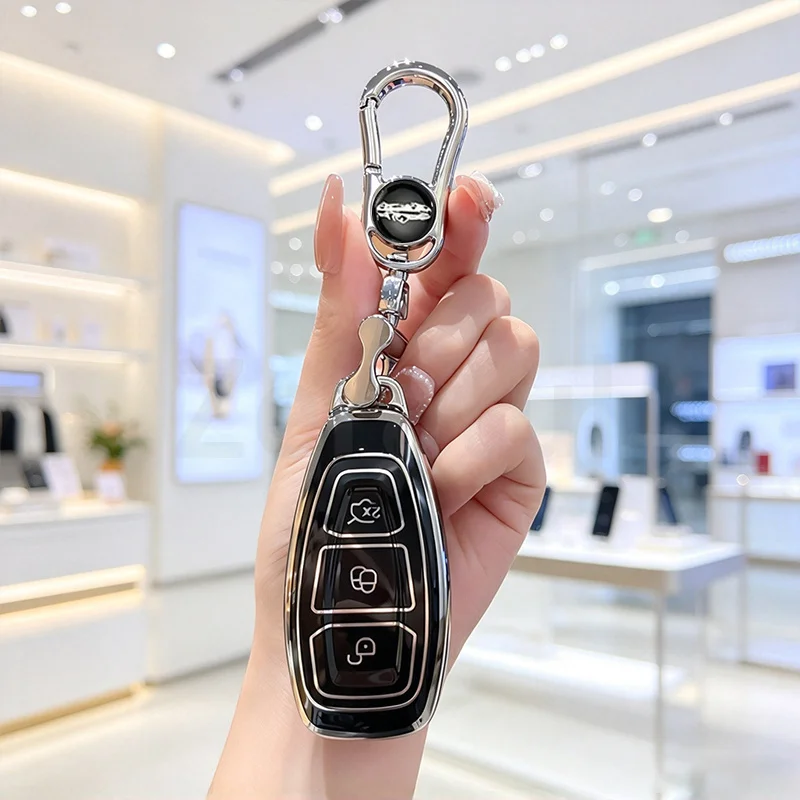 Auto Keyless Keychain Protector Car Key Fob Cover Keychain for Ford Kuga Puma Edge Escape ST Line Fiesta Focus Mondeo Ecosport