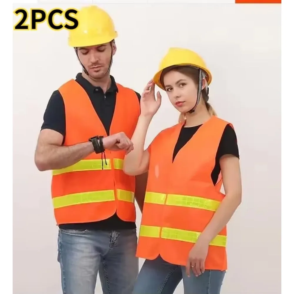 2pcs Car Reflective Safety Vest,Auto Parts Reflective Strip Vest for Gas Stations Sanitatio Cycling High Visibility Jackets