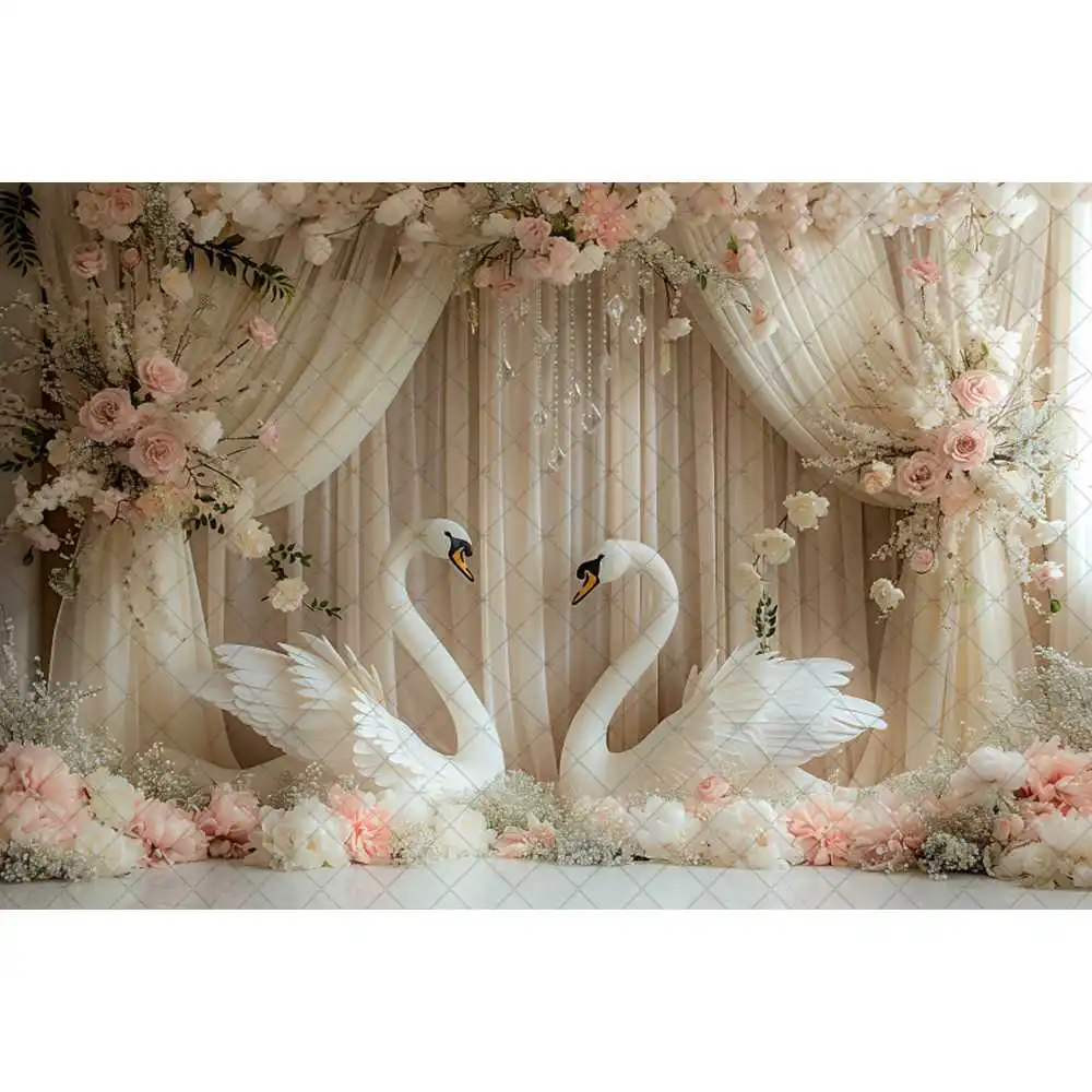 Cortinas rosas de flores para interiores, accesorios de fotografía de boda y embarazo, Fondo de niña, decoración de cumpleaños, pancarta