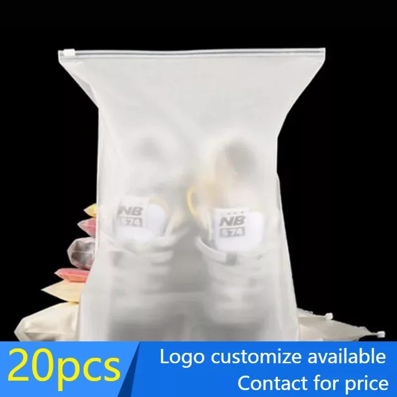 20pieces   large packing frosted ziplock clothes packaging bag of plastic accept customize logo