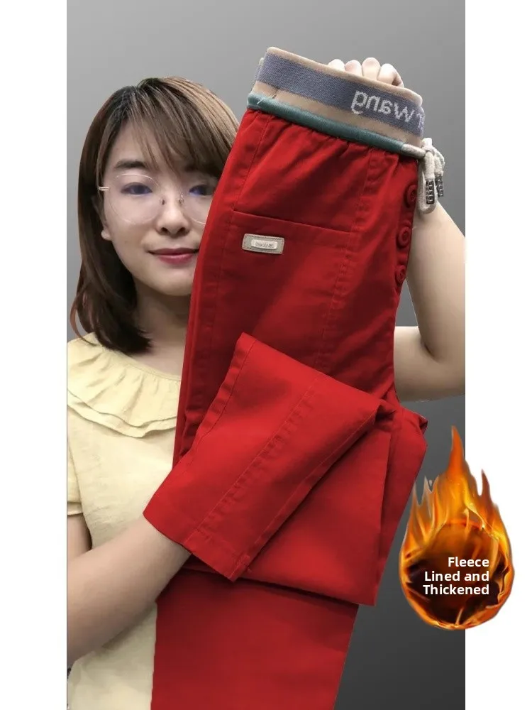 Thiened Fce Gevoerde Harlan Jeans Hoge Taille Lange Broek Pendelen Sle Koreaanse Faion Herfst Winter Seizoen Label Verwijderd