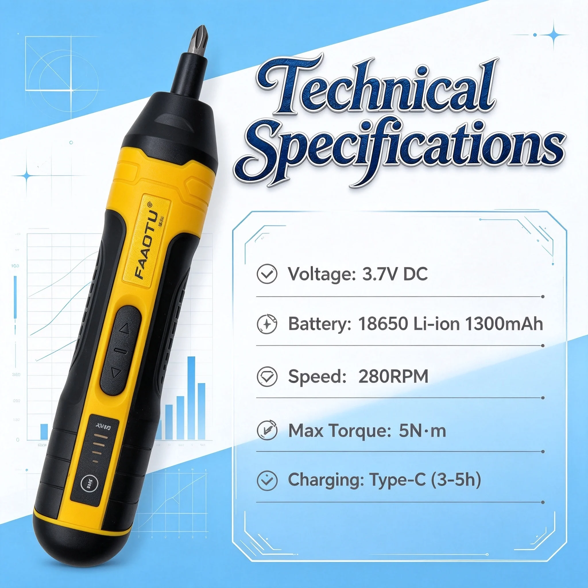 FAAOTU Wireless Electric Screwdriver Lightweight Handheld Household Repair Power Hand Tool