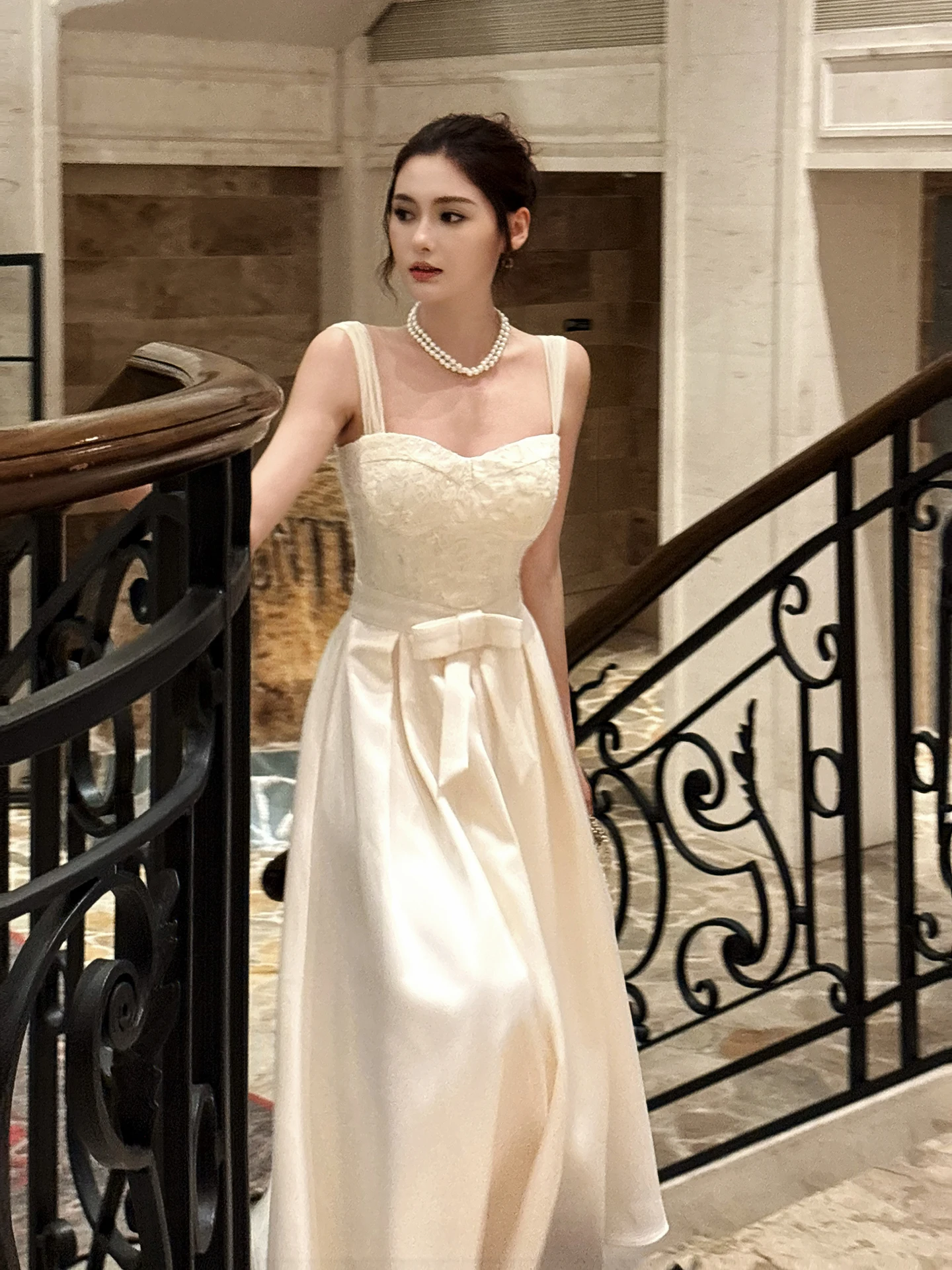 

Good Job Fairy T Knot Lace Dr Women's A-Line Gown French Sle Waist-Cinched No-Sve Zipper Closure Dr