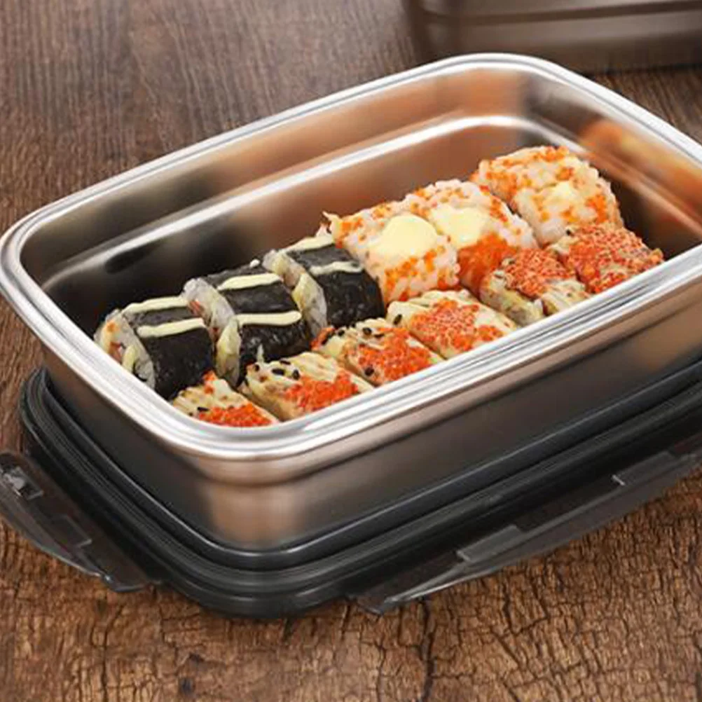 

Stainless Steel Black 350ml Food Storage Container Sealed Refrigerator Crisper Box Vegetable Fruit Storage Box