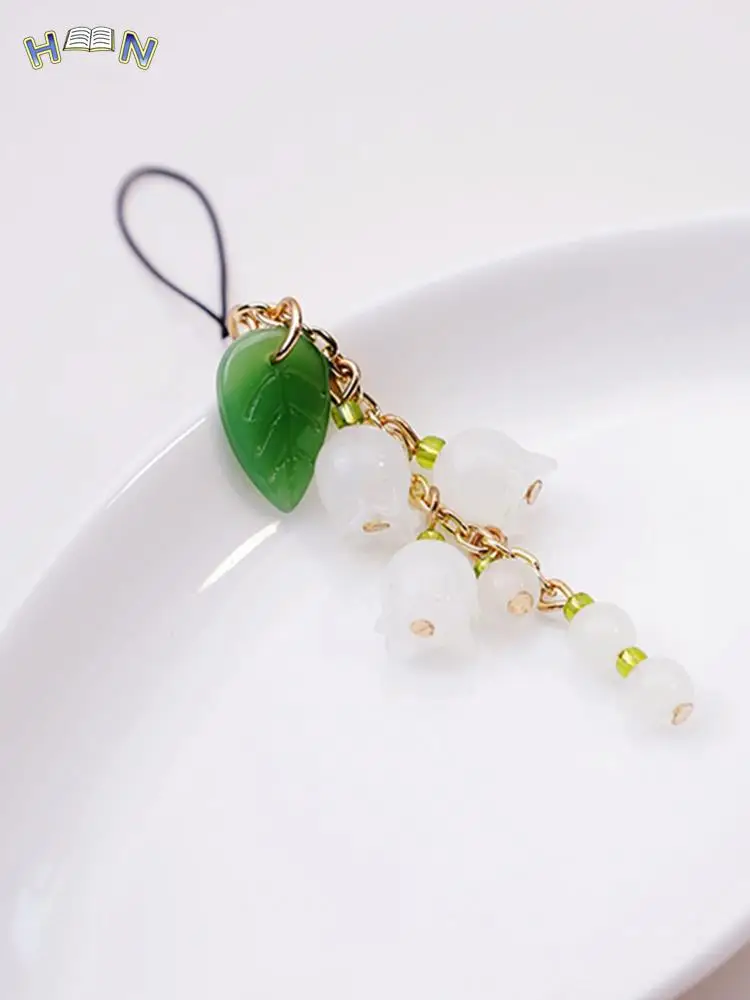 Lily Of the Valley Mobile Phone Lanyard Women Key Chain Pendant Pendant Jade Pendant Small Pendant Mobile Phone strap Chain