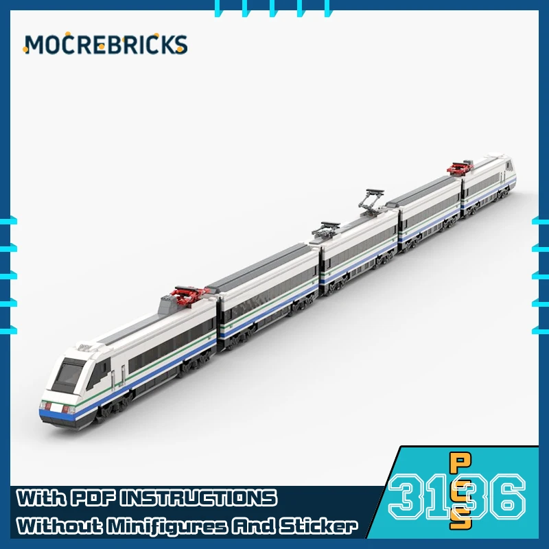 

MOC Италия Итальянская железная дорога FS ETR 470, модель каретки поезда, сделай сам, строительный блок, сборка, технология, кирпичи, игрушки для подарков