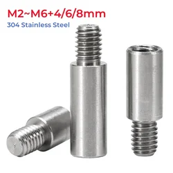 304 Stainless Steel Round Standoff Male To Female Standoff Spacer Screw Bolt M2 M2.5 M3 M4 M5 M6+4/6/8mm