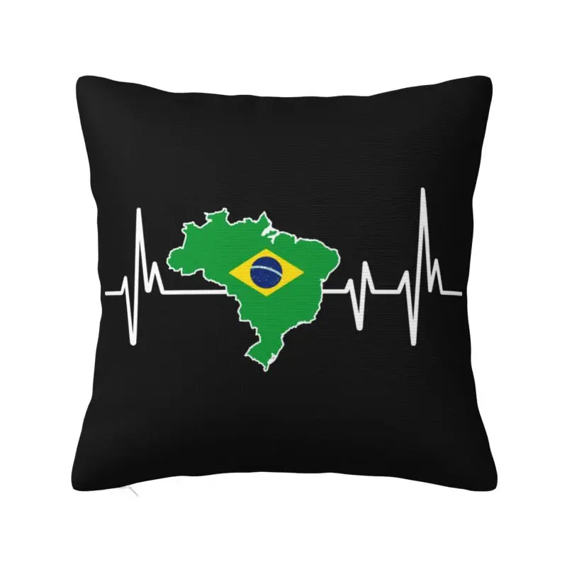 Luxury Heartbeat Design Brazilian Flag Brazil Sofa Cushion Cover Velvet Brazilian Proud Pillow Case