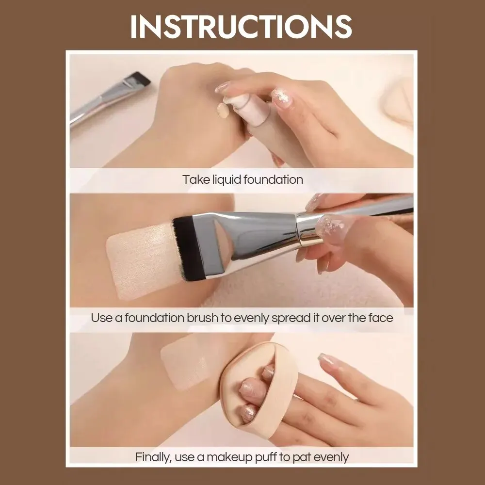 Cepillo de base de cabeza plana, cepillo ultrafino, cepillo de maquillaje de base Gecomo sin traza