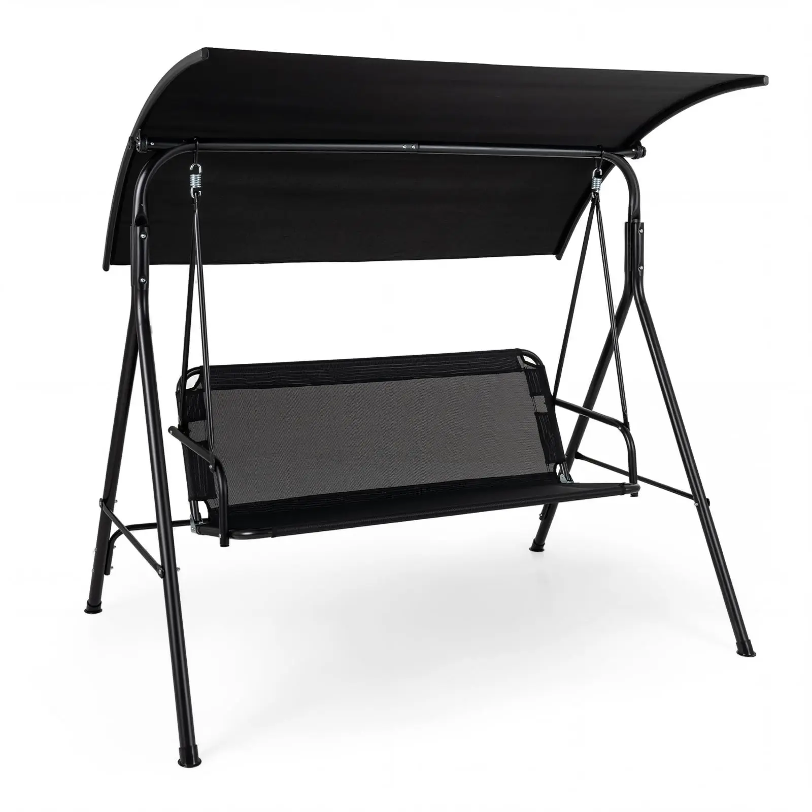 3 Person Porch Swing with Adjustable Canopy, 800 lbs Capacity | Heavy-Duty Metal Frame, Breathable Fabric Seat, for
