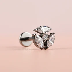 1 Titanium G23 Precision Carved Zircon Inlaid Inner Tooth Puncture Lip Nail