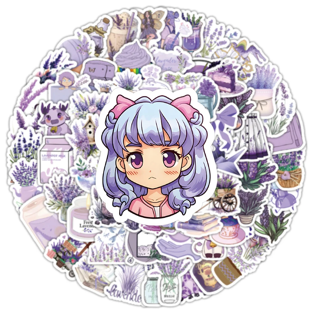 10/30/50/100pcs Kawaii Purple Lavender Cartoon Creative Girl Stickers Laptop Suitcase Phone Fridge Stationery Sticker Kids Toys