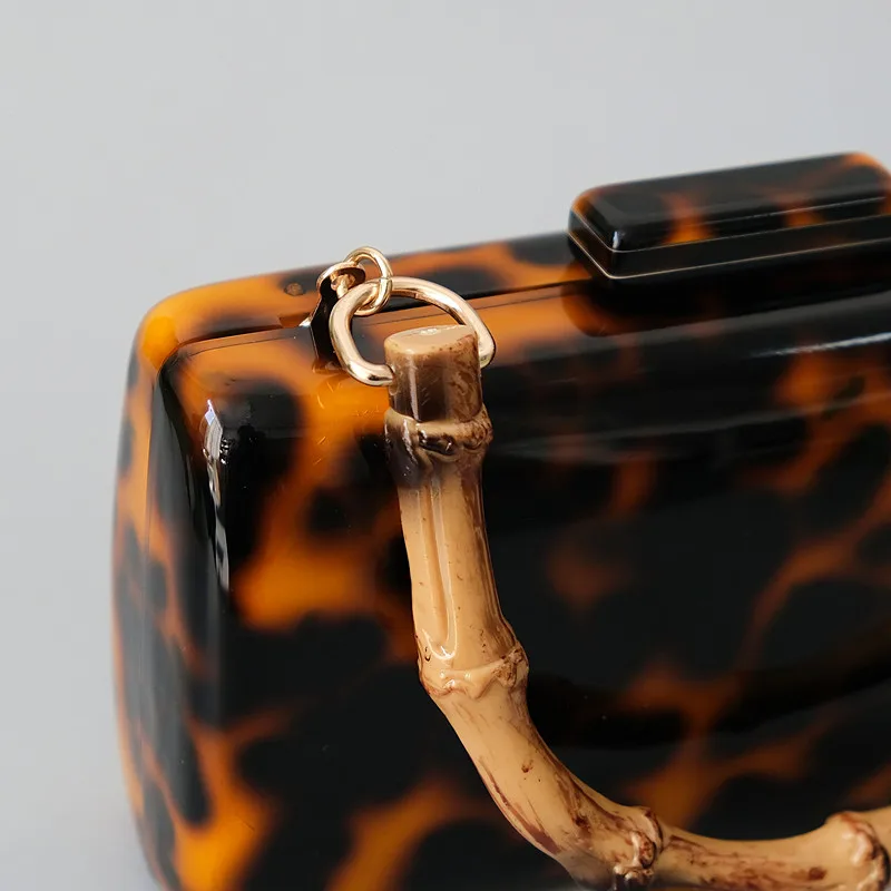 Neue Trendige Taschen Mode Damenhandtaschen Leopard Acryl Luxus Party Abendtasche Damen Lässige Stilvolle Henkel-Box-Clutch Geldbörse – Detail 6