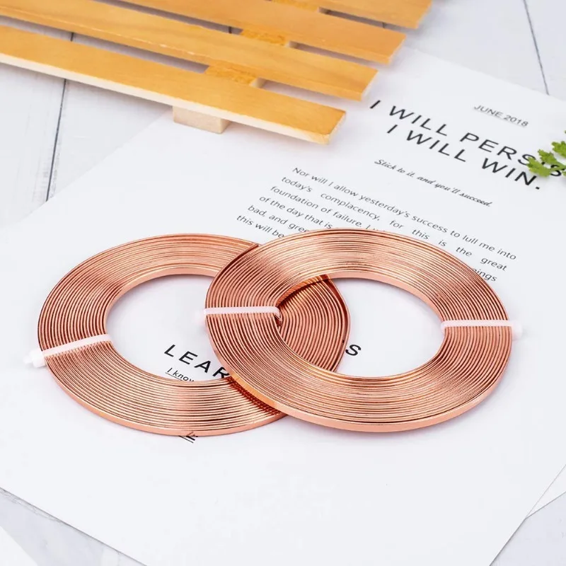 2 Rolls 32 Feet 3mm Wide Flat Jewelry Craft Wire 18 Gauge Aluminum Wire for Bezel Sculpting Armature Jewelry Making - Copper