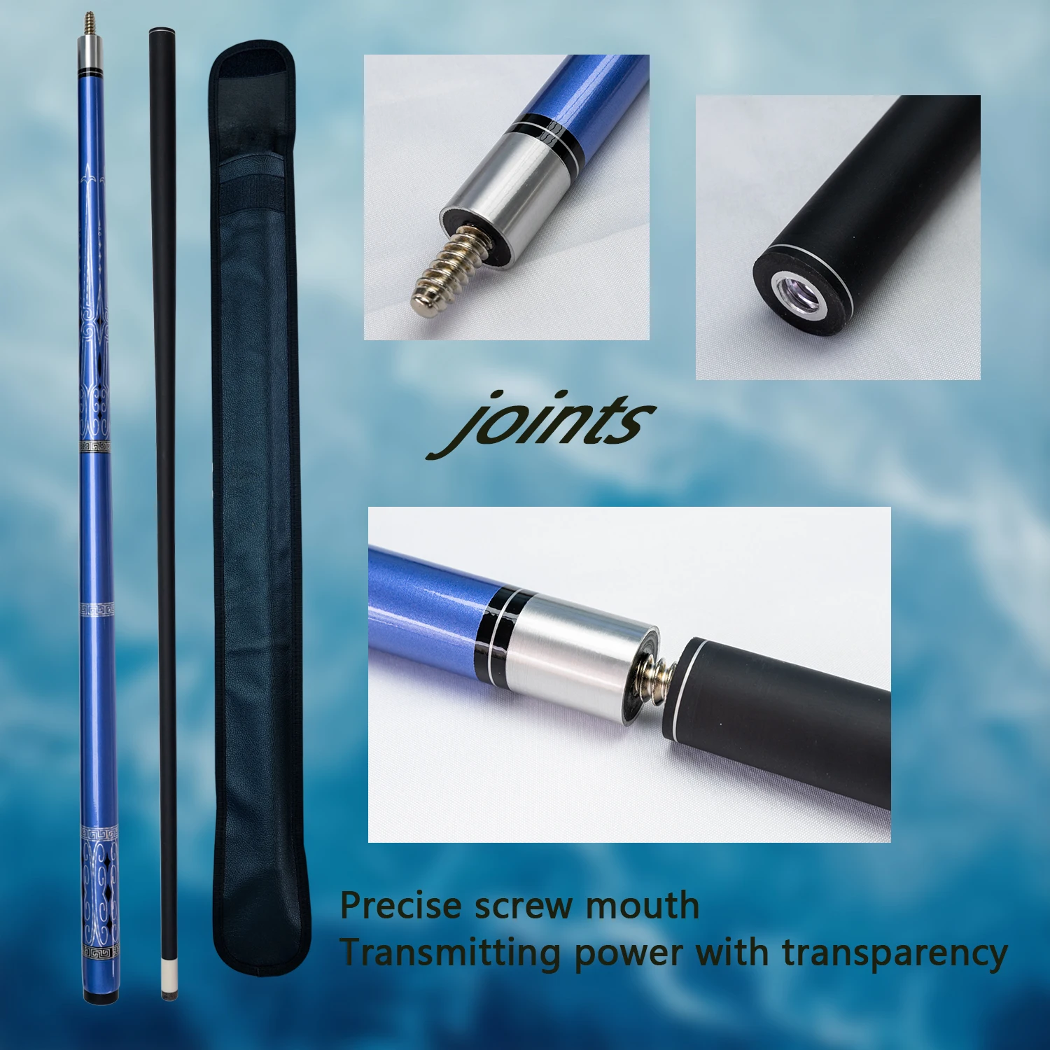 Carbon Fiber Pool Cue with Anti-Shock Grip Carom Billiards 9 Ball Cue Stick Set with Case 13mm Tip