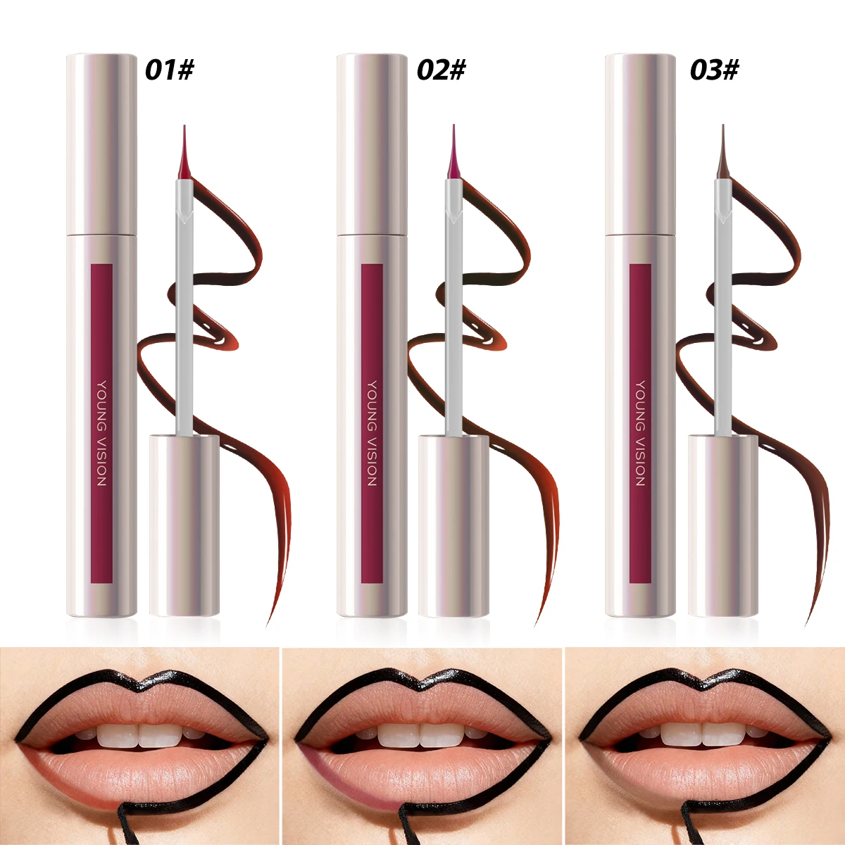 قلم تحديد الشفاه المسيل للدموع، قلم تحديد الشفاه غير اللامع بدون تلطخ، قلم مكياج بخطاف وحلقة #4