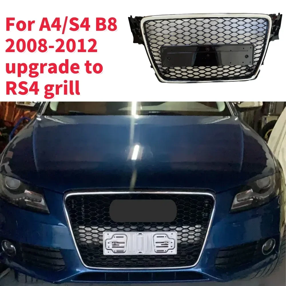 For A4 S4 B8 2008-2012 RS4 Style Front Bumper Grille Racing Hood Center Grille