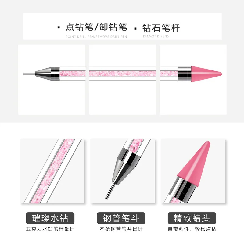 キット 3 ラインストーン ネイル アート ボックス カラフルなシルバー ストーン + ラインストーン ペン